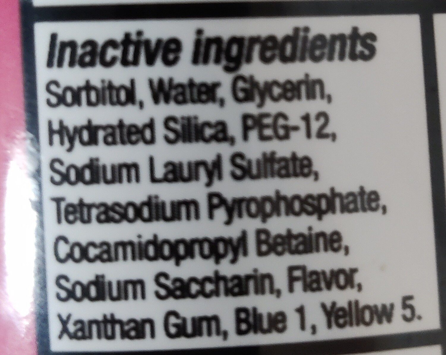 toothpaste - Ingredients - en
