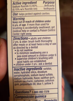 crest toothpaste - Ingredients - en