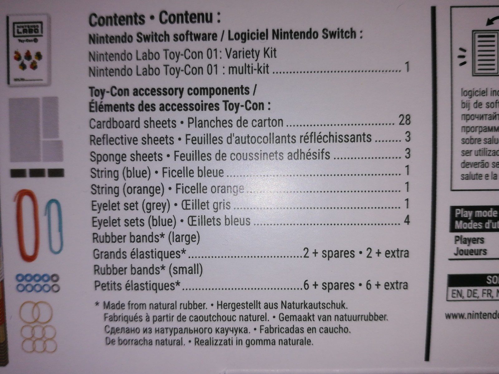 Nintendo Labo - Ingredients - fr