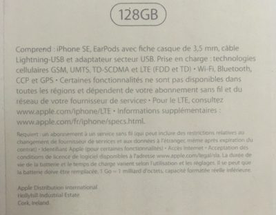 Apple Iphone Se 128 Go Space Grey - Ingredients - fr