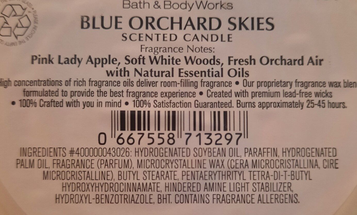 Bath & Body Works Blue Orchard Skies - Ingredients - en