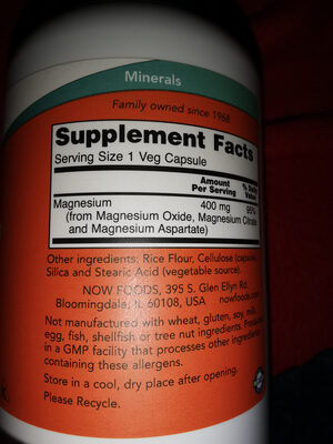Magnésium caps - Ingredients - en