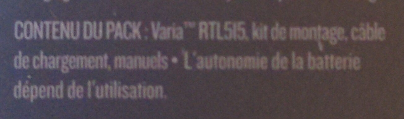 Varia RTL515 - Ingredients - fr