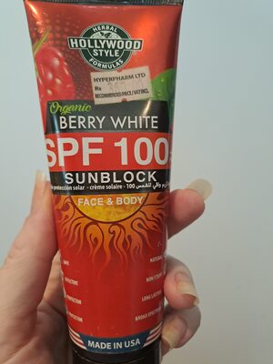Hollywood style organic Berry White spf 100 sunblock - 1