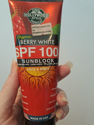 Hollywood style organic Berry White spf 100 sunblock - Product