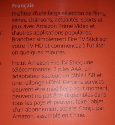 Amazon fire tv stick - Ingredients