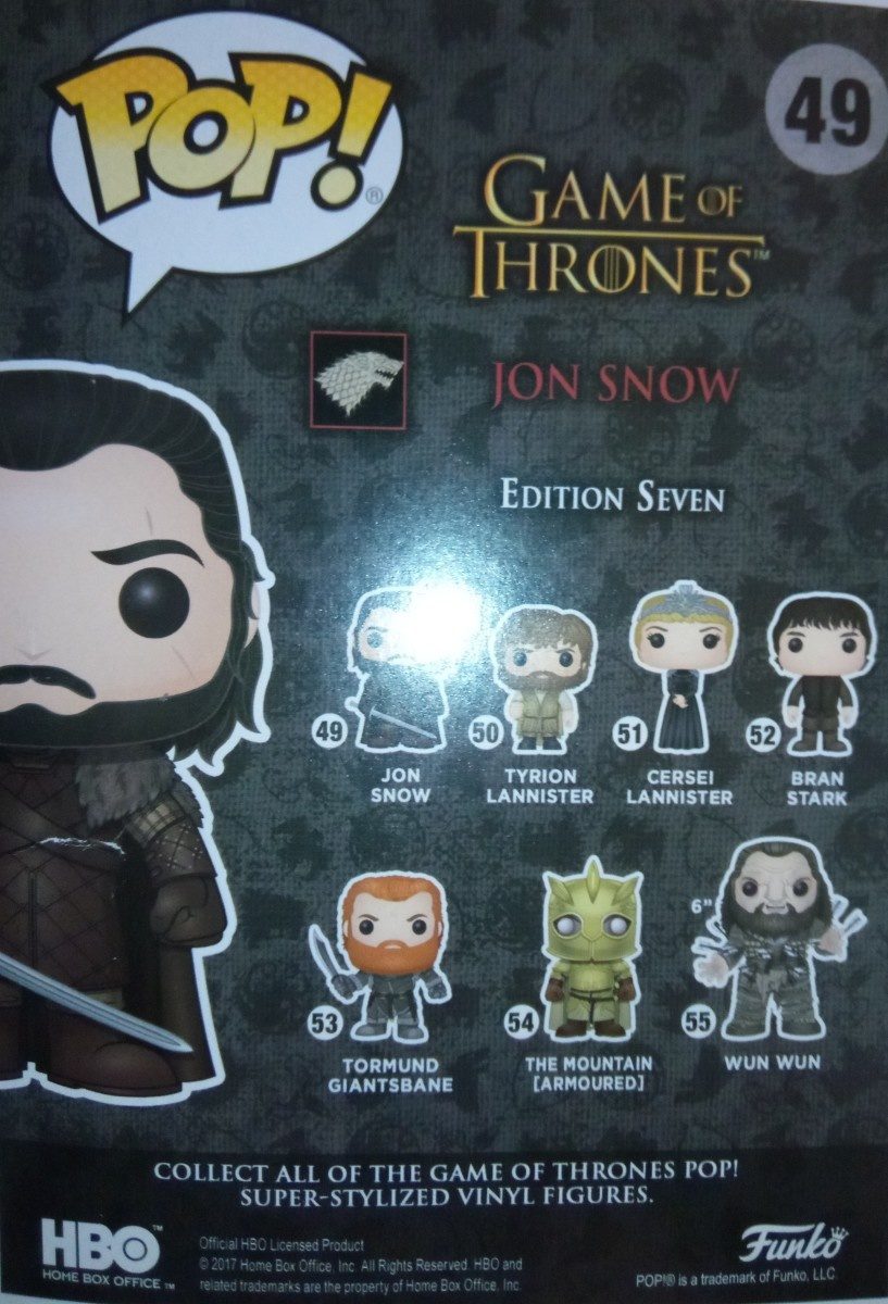 Pop Game of Thrones: Got - Jon Snow - Ingrédients - fr