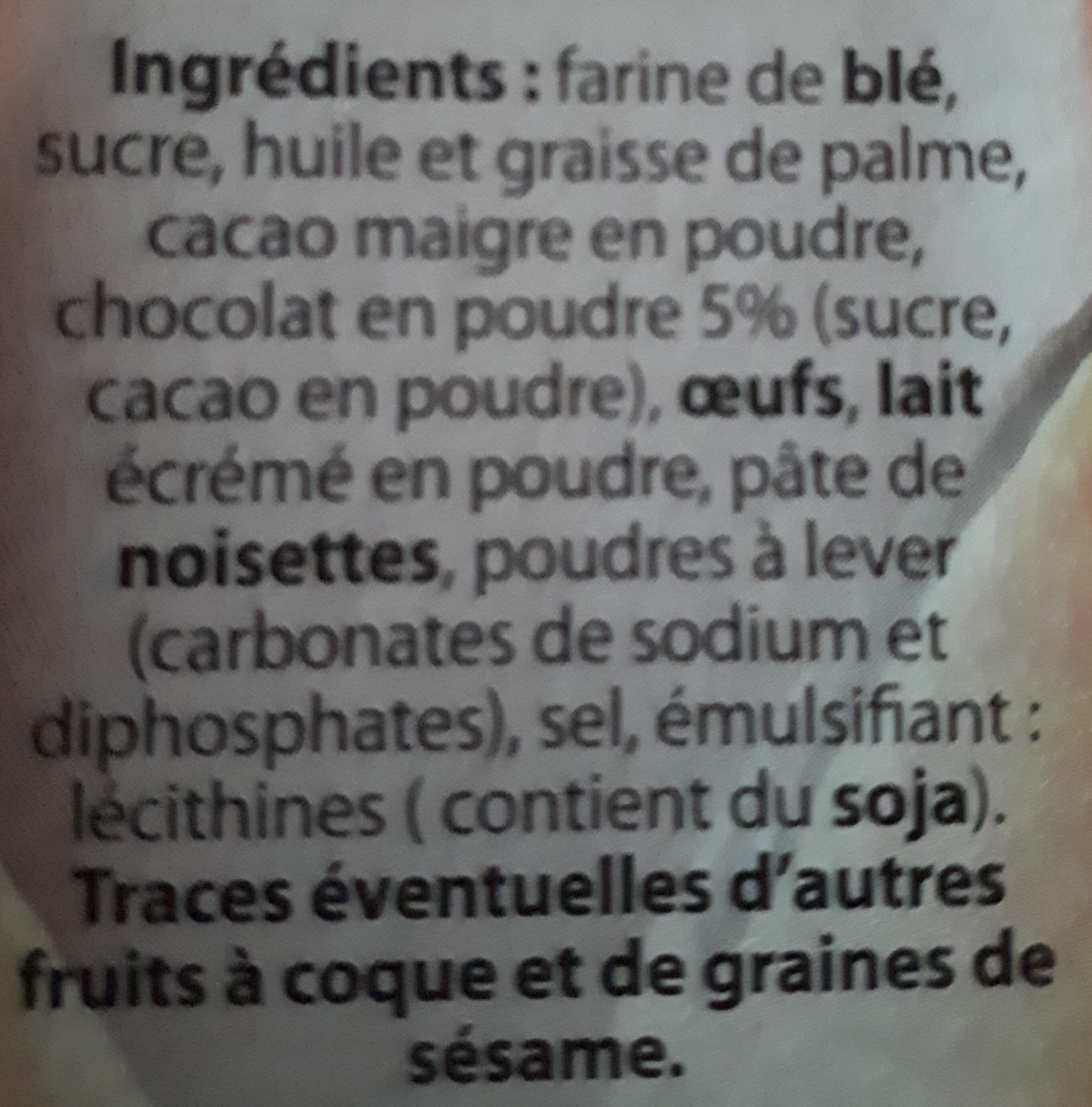 biscuits fourrage chocolat - Ingredients - fr