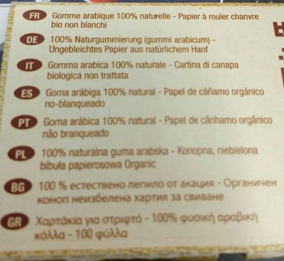 Organic Hemp Papers - Ingredients