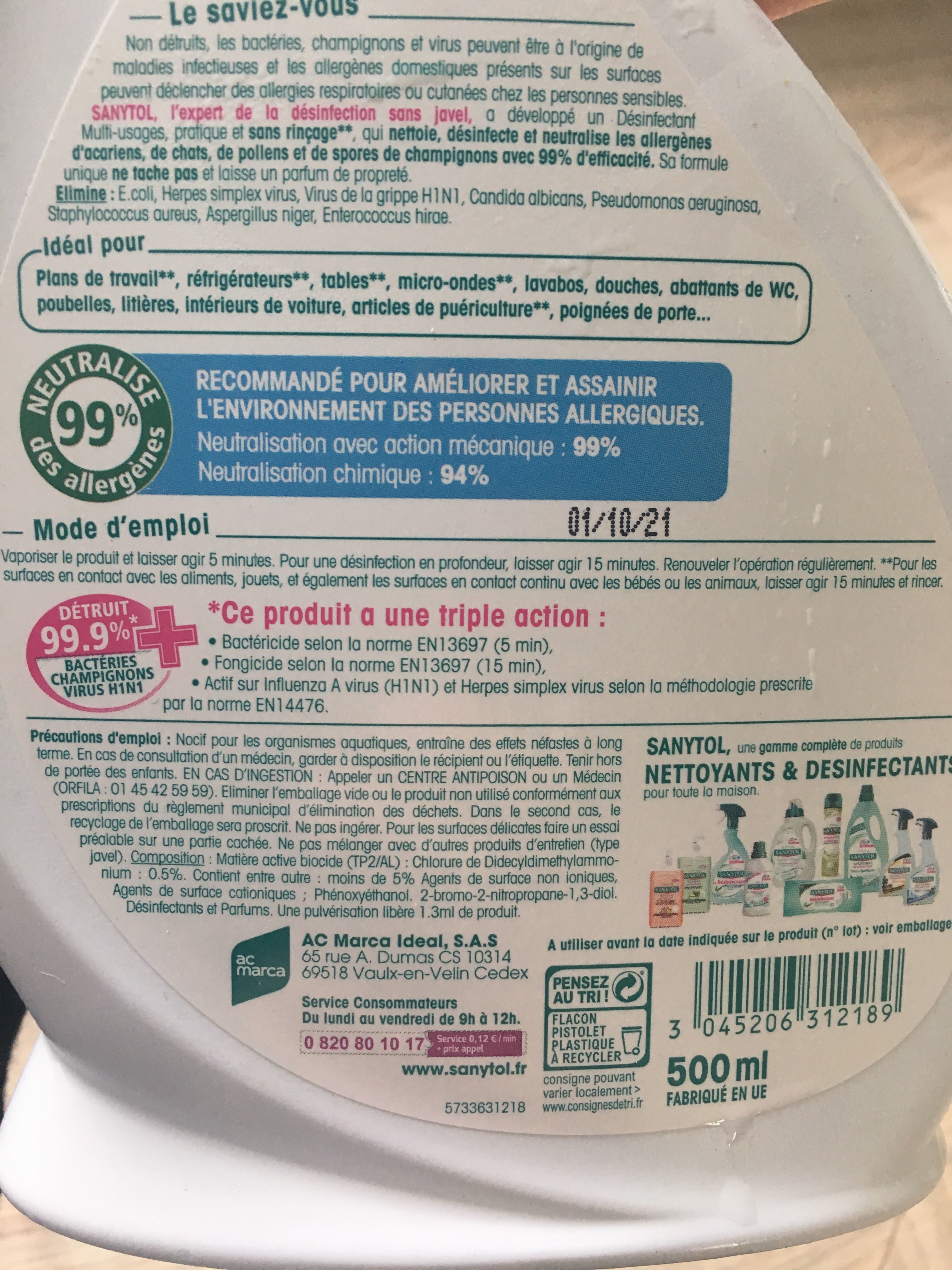 Désinfectant  anti-allergènes - Product - fr