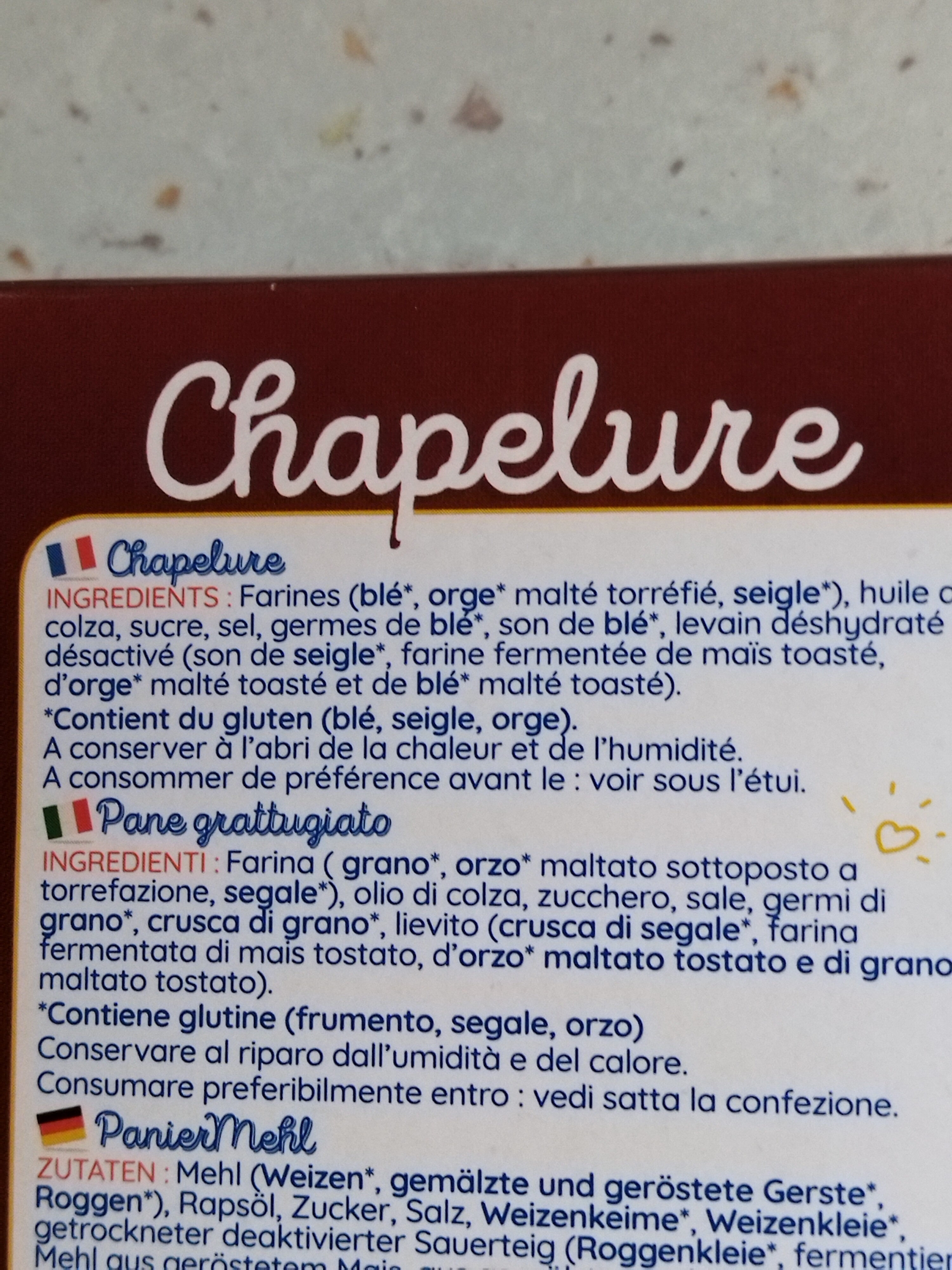chapelure - Ingredients - fr