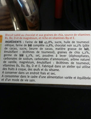 sablés  chocolat  graines  de chia - Ingredients - fr