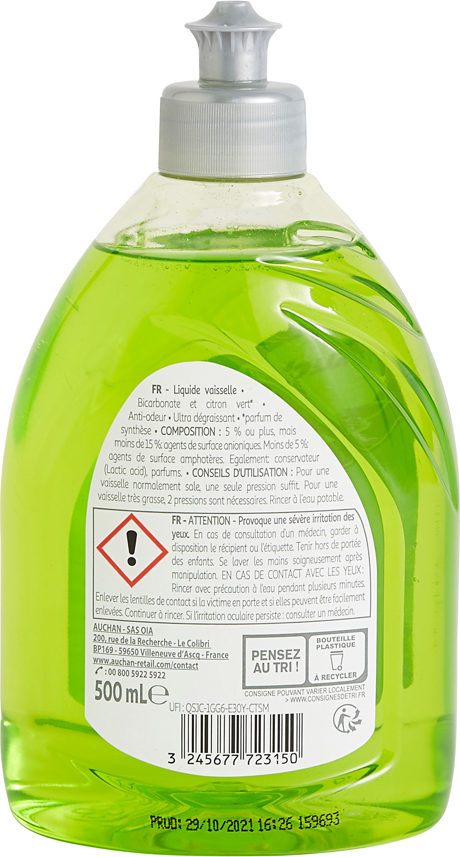 Liquide vaisselle Antiodeur bicarbonate de sodium - Product - en