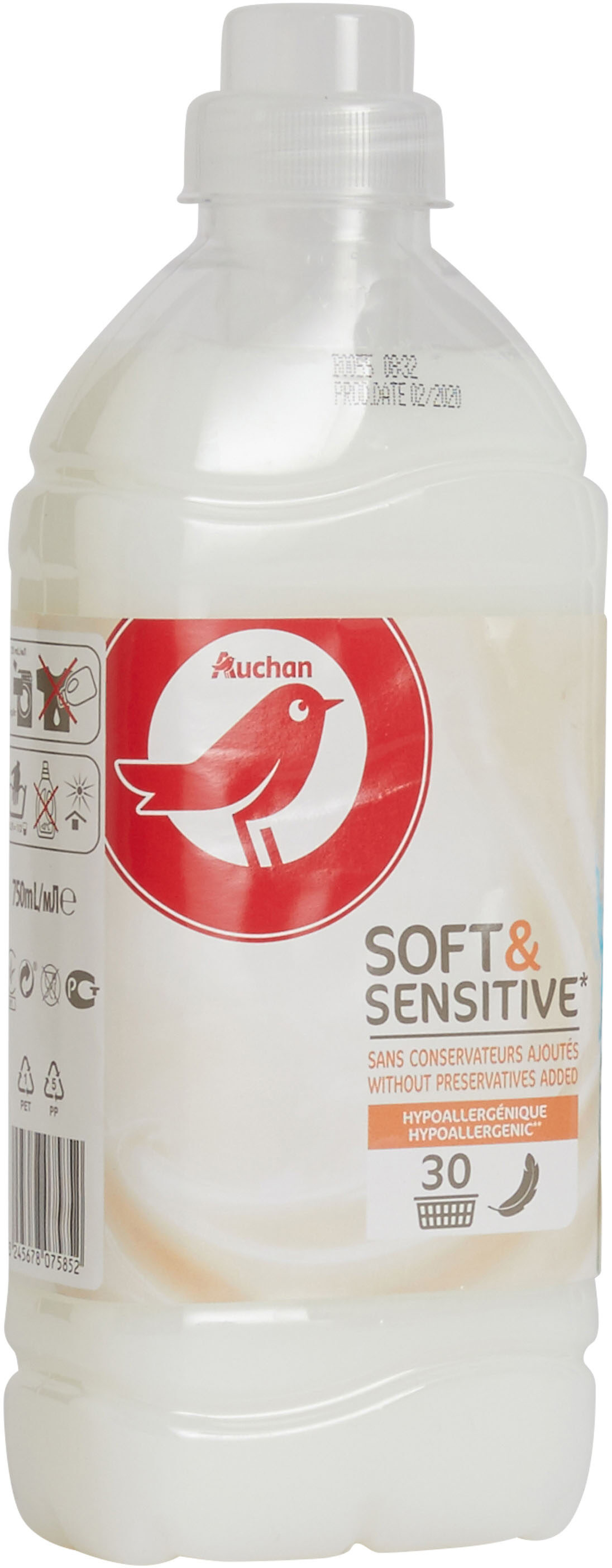 Auchan adoucissant liquide peaux sensibles 30 doses 750ml - Product - fr