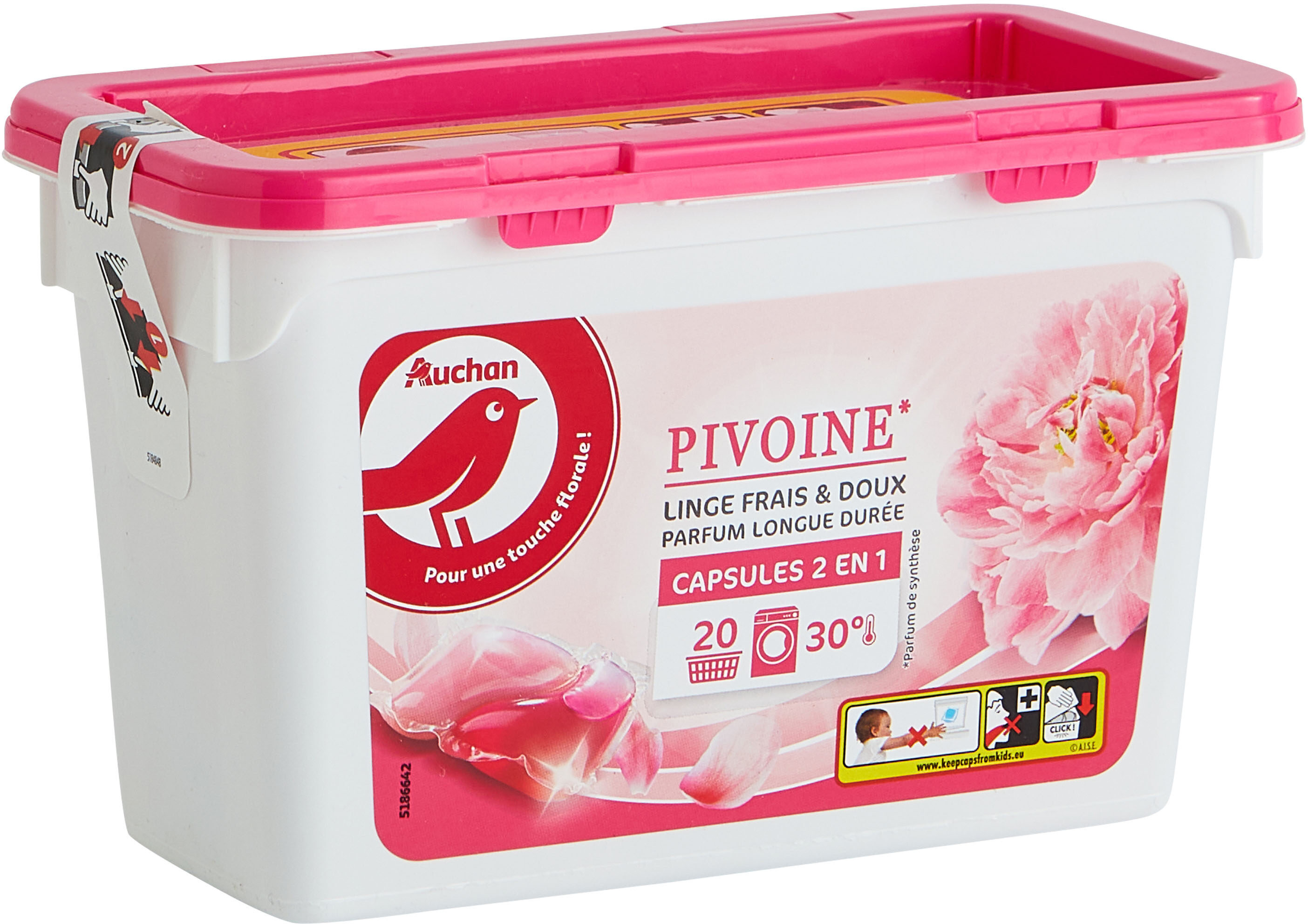 Auch lessive caps floral pivoine 20pcs - Produit - fr