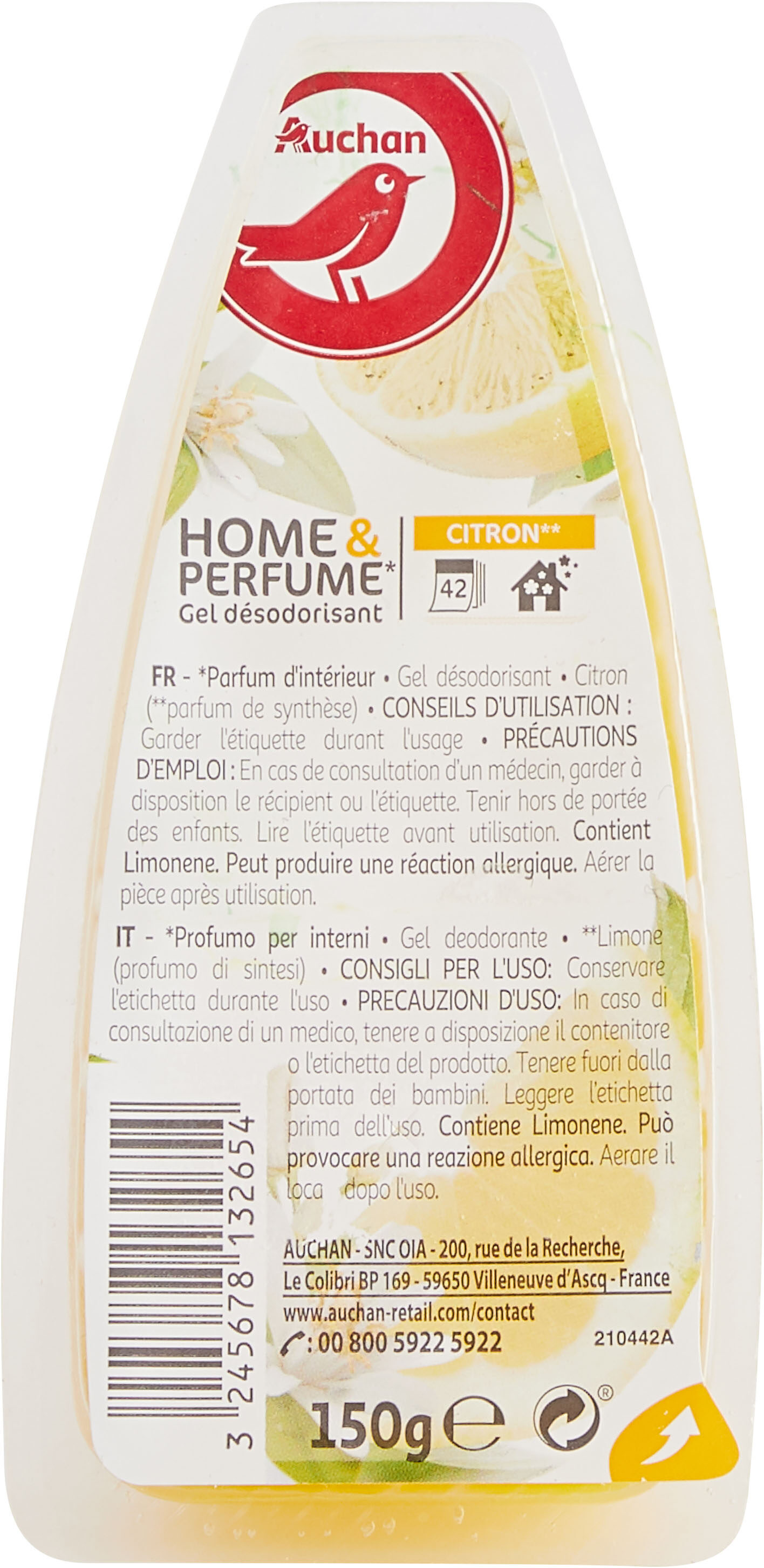 Auchan gel désodorisant agrumes 150g - Product - fr