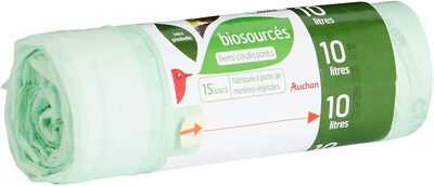 Auchan mieux vivre environnement sac poubelle avec cordon 10l 15pcs - Produit - fr