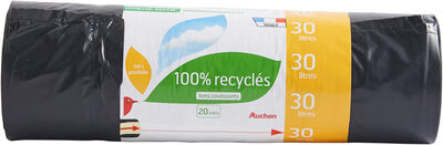 Auchan sac poubelle eco recycle avec cordon 30l 20pcs - Product
