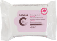 Cosmia - 25 lingettes démaquillantes - 3 en 1 100% coton sensitive - peaux sensibles - 143.6g - Produit - fr