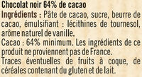 Tablette de chocolat corsé à pâtisser noir 64% - Ingrédients - fr