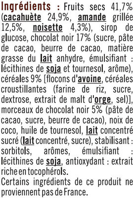 Barres de céréales chocolat cacahuètes - Ingrédients - fr