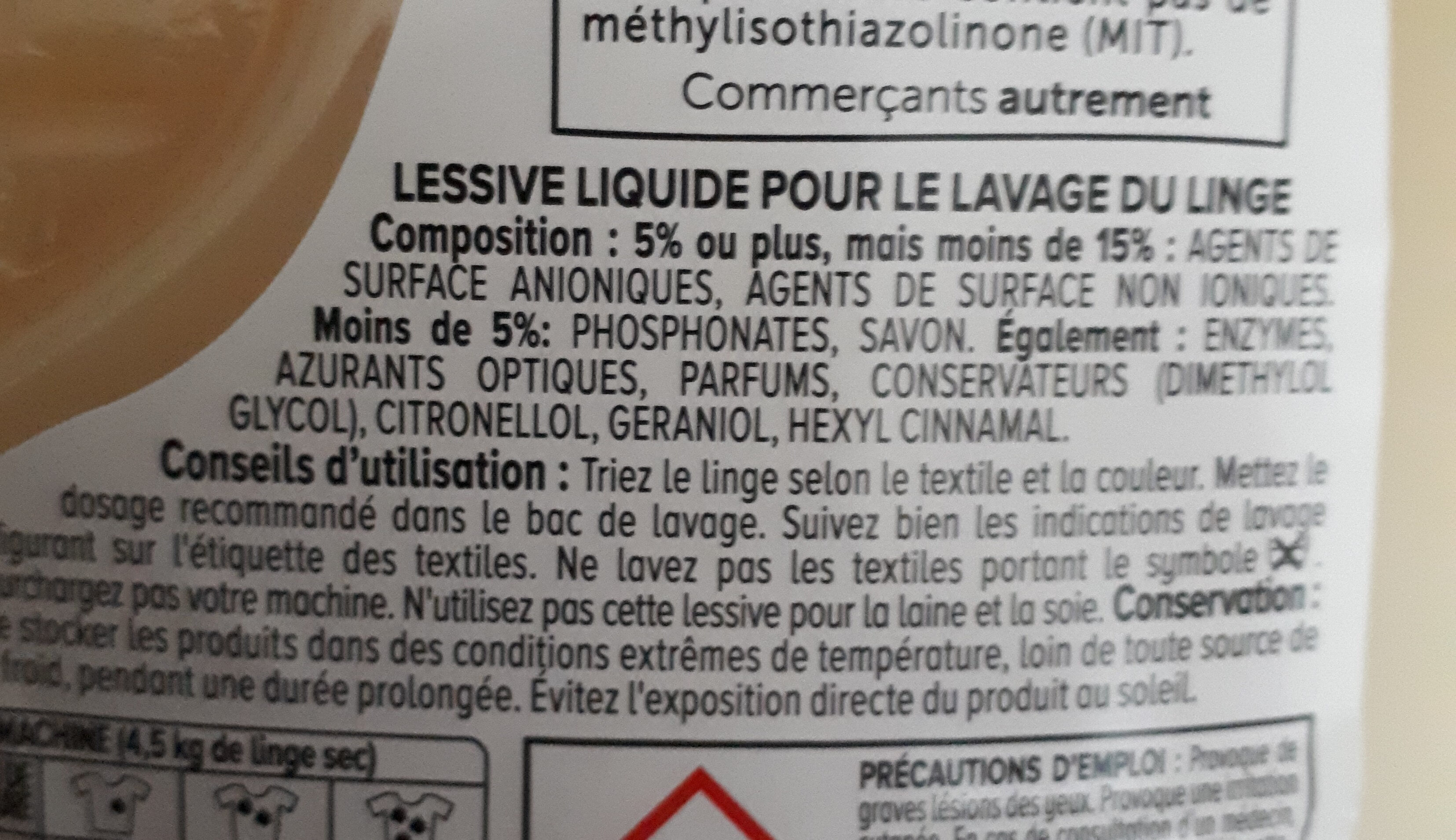 Lessive liquide savon de Marseille - Ingredients - fr