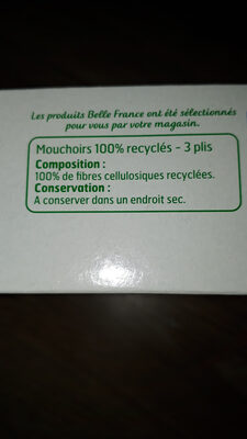 le réflexe vert mouchoir blanc 3 piles 100 % recyclés 100 mouchoirs - Ingredients - fr