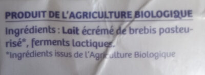Yaourt doux au lait de brebis - Ingredients - fr