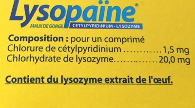 Lysopaïne - Ingredients - fr