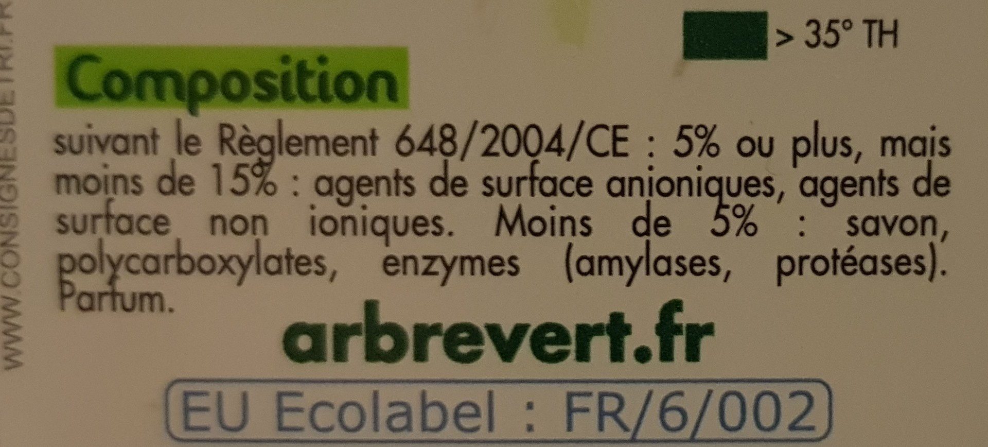 Lessive au savon végétal - Ingredients - fr