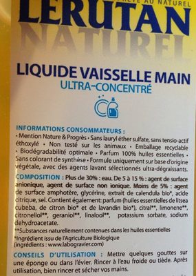 Entretien / Produits Vaisselle / Liquide Vaisselle - Ingredients