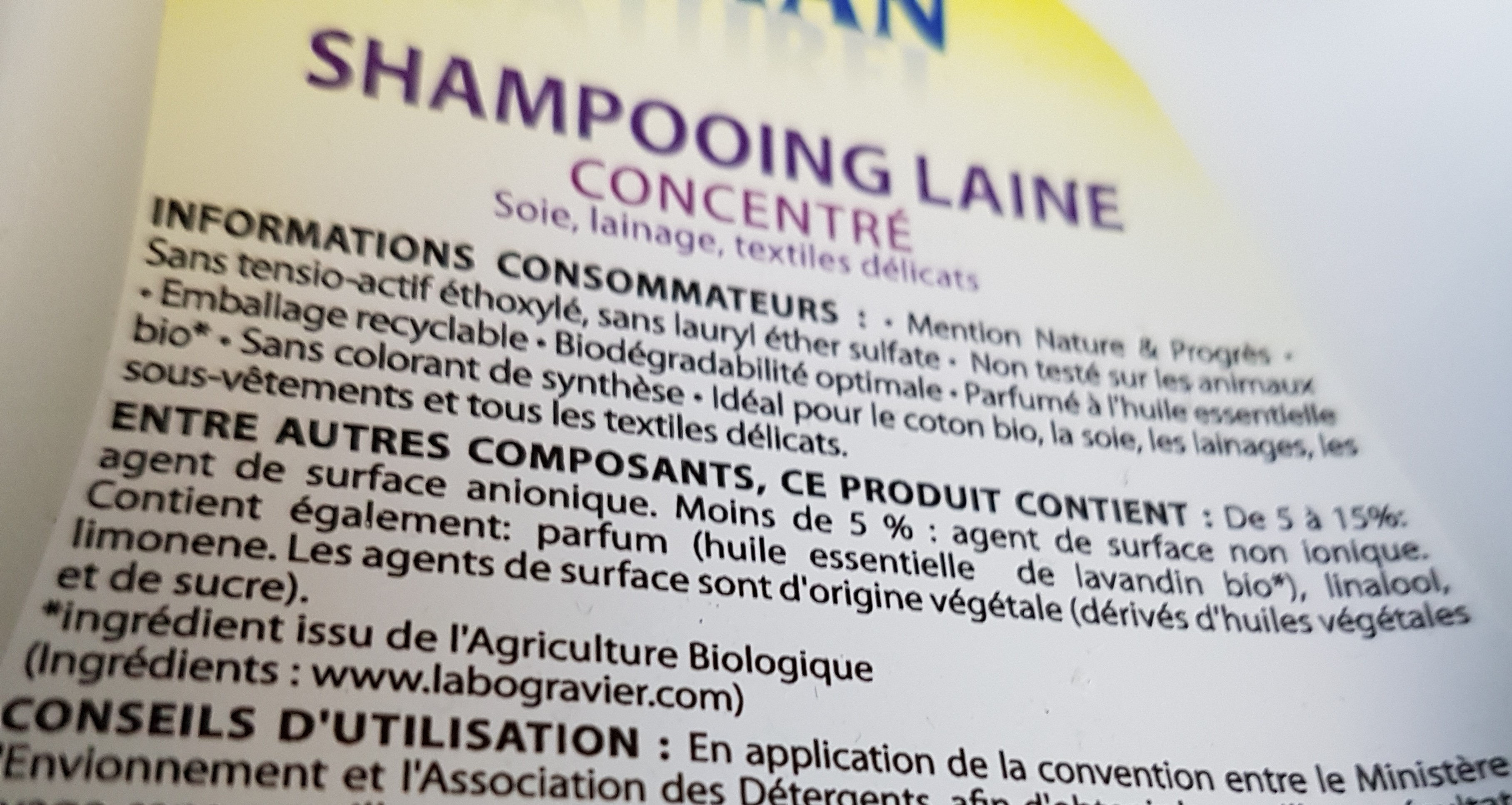 shampooing laine - Ingredients - fr