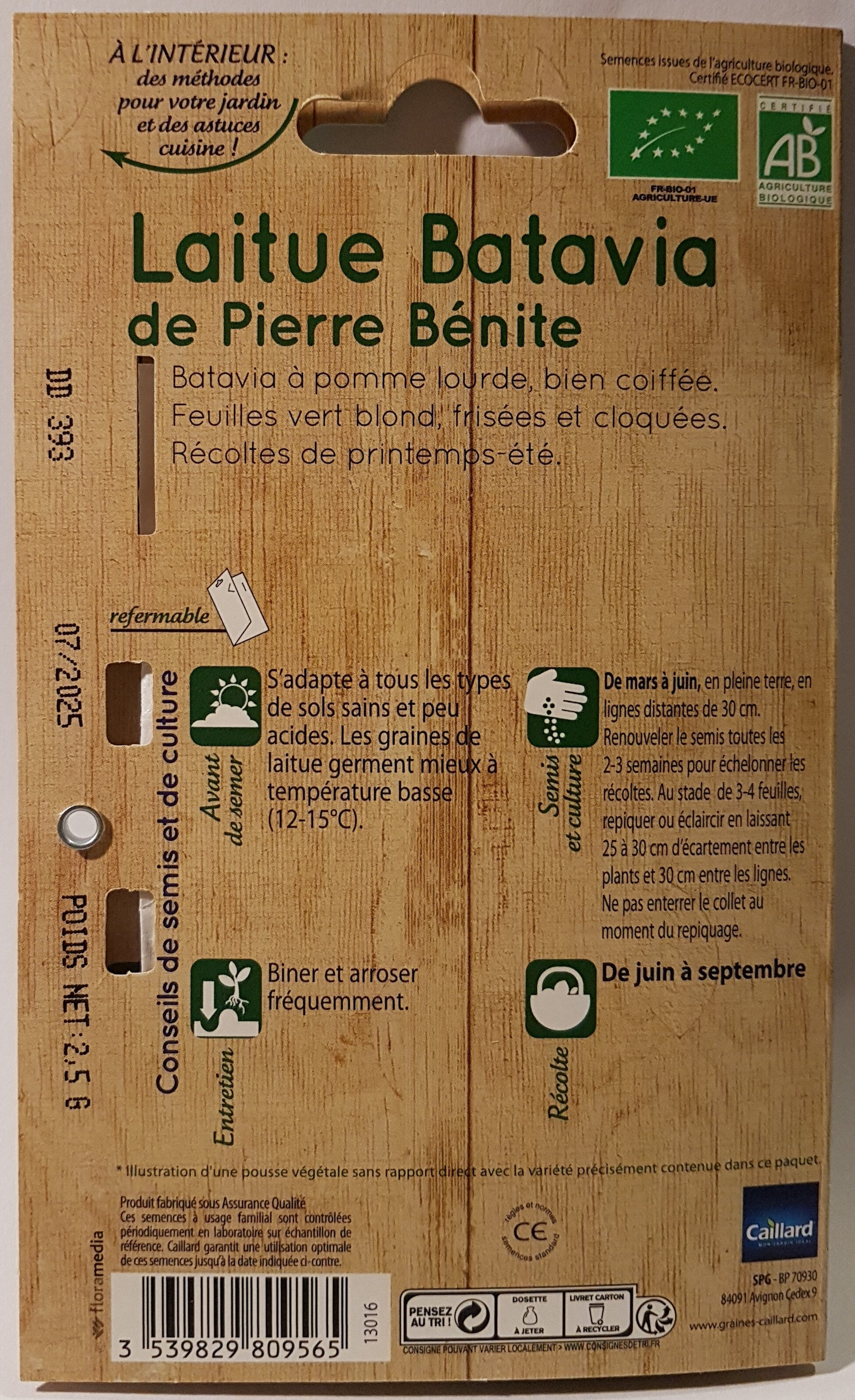 Laitue Batavia de Pierre Bénite - Ingredients - en