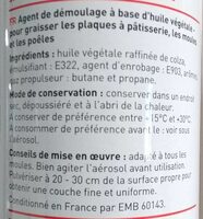 Graisse moules et plaques / trennspray - Ingredients - fr
