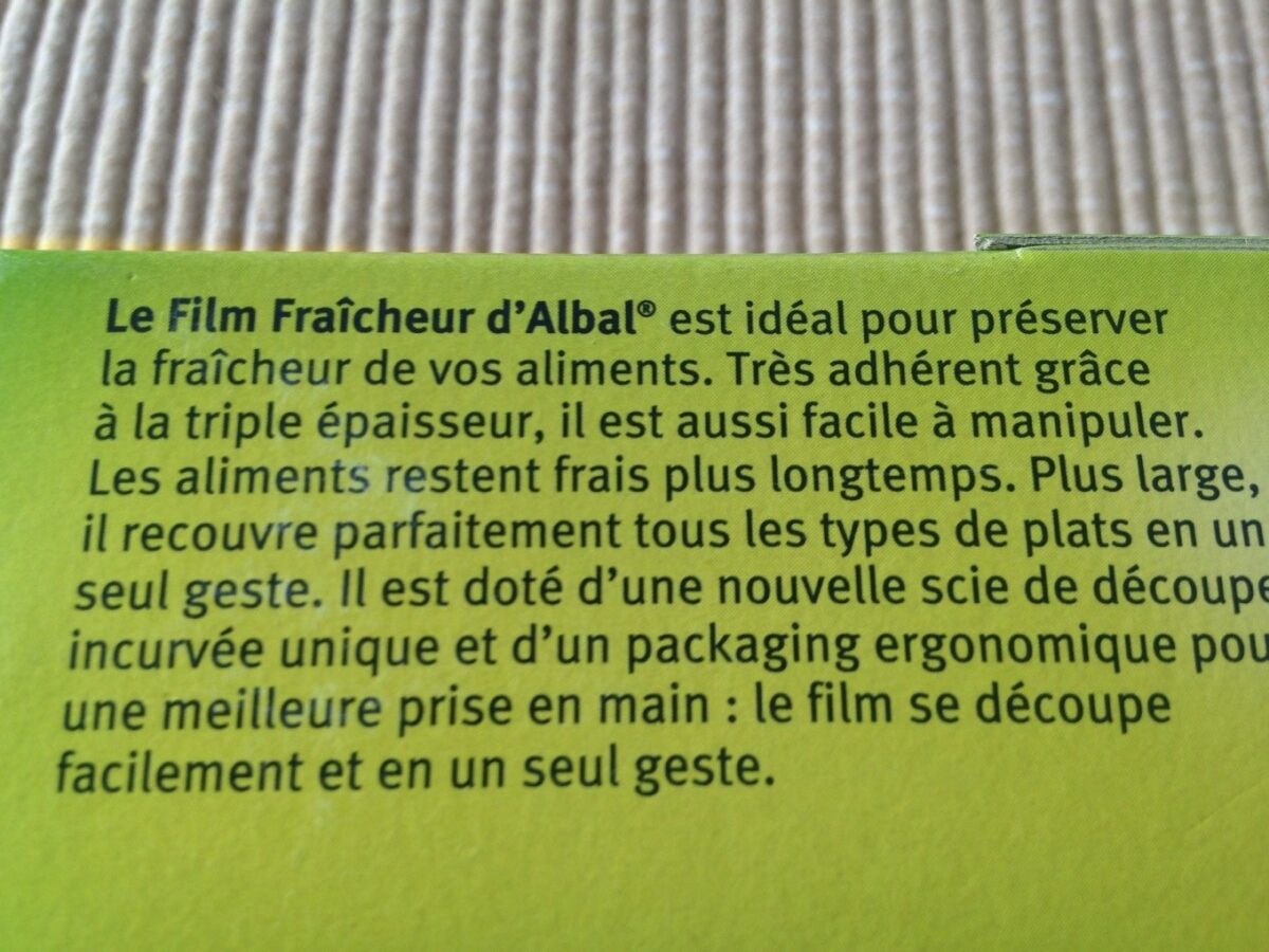 Film fraicheur - Ingrédients - fr