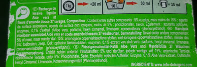 Recharge lessive Liq. Aloe vera x37 carrefour - Ingredients