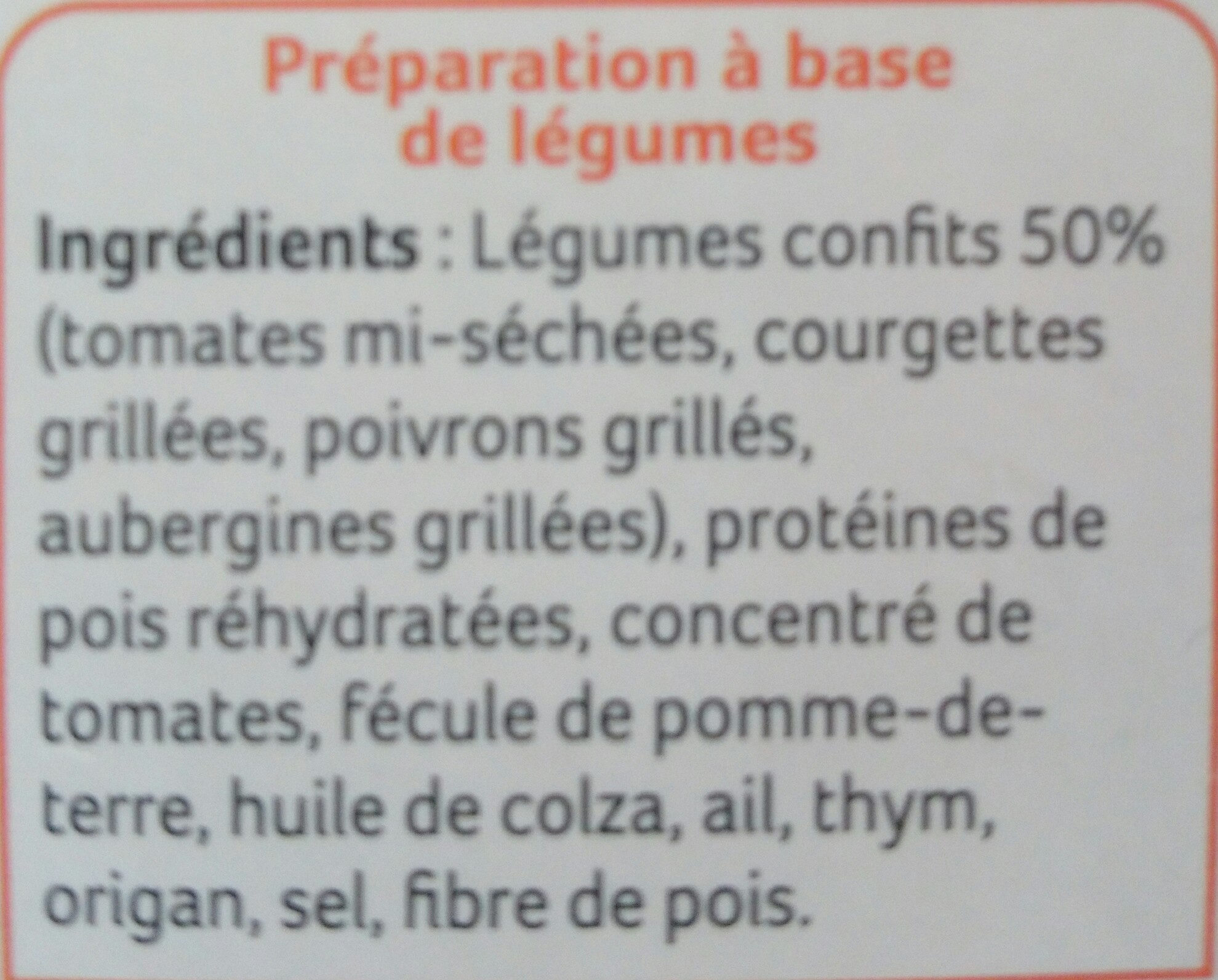 8 galettes aux legumes confits - Ingredients - fr
