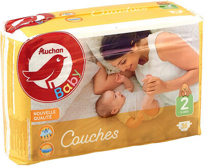 AUCHAN BABY : Couches taille 2 x 36 - Produit - fr