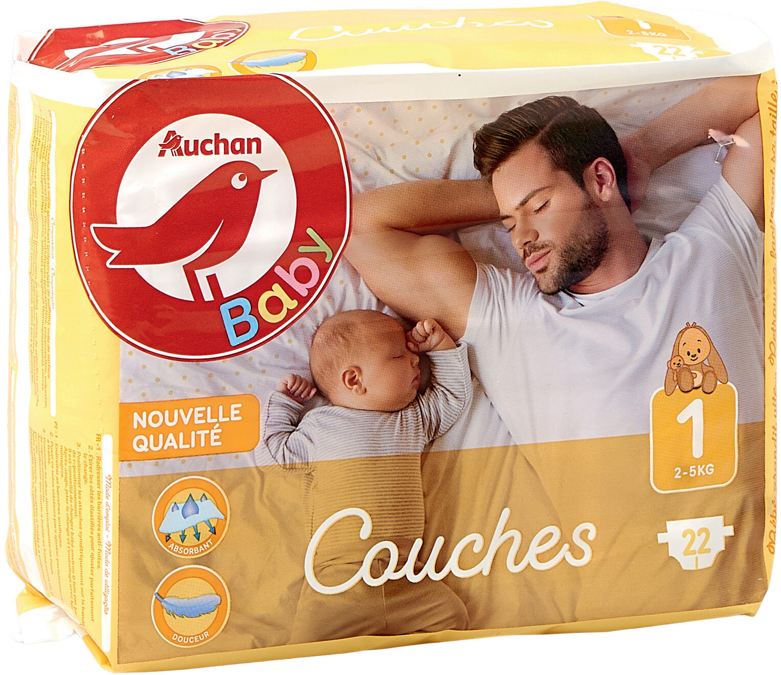 AUCHAN BABY : Couches taille 1 x 22 - Produit - fr