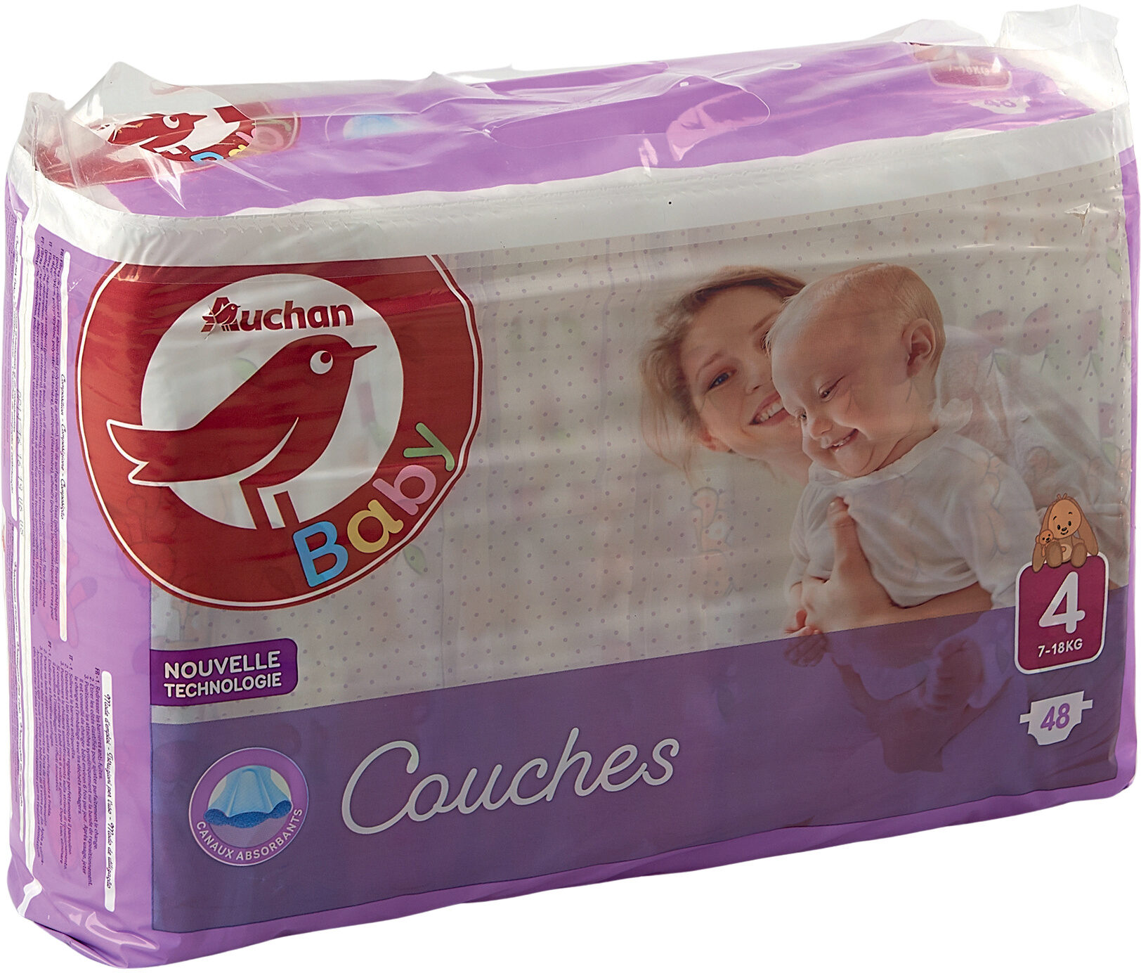 AUCHAN BABY : Couches taille 4 x 48 - Produit - fr