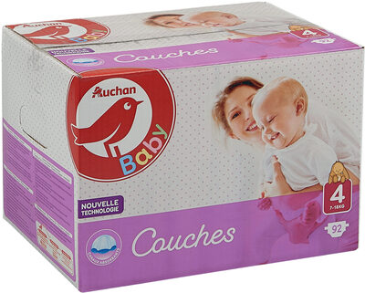AUCHAN BABY : Couches taille 4 x 92 - Produit