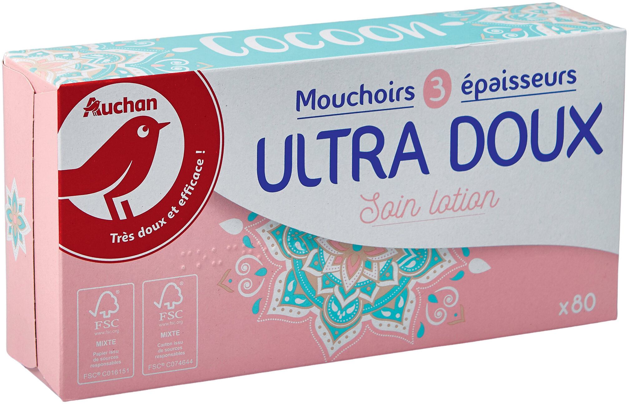 Auchan mouchoirs lotion boite x80 ultra doux - Produit - fr