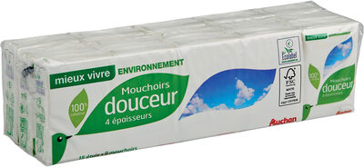 Auchan mouchoirs mieux vivre environnement etuis x15 100% ouate de cellulose - Produit