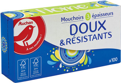 Auchan mouchoirs home boite x100 doux et resistant - Produit - fr