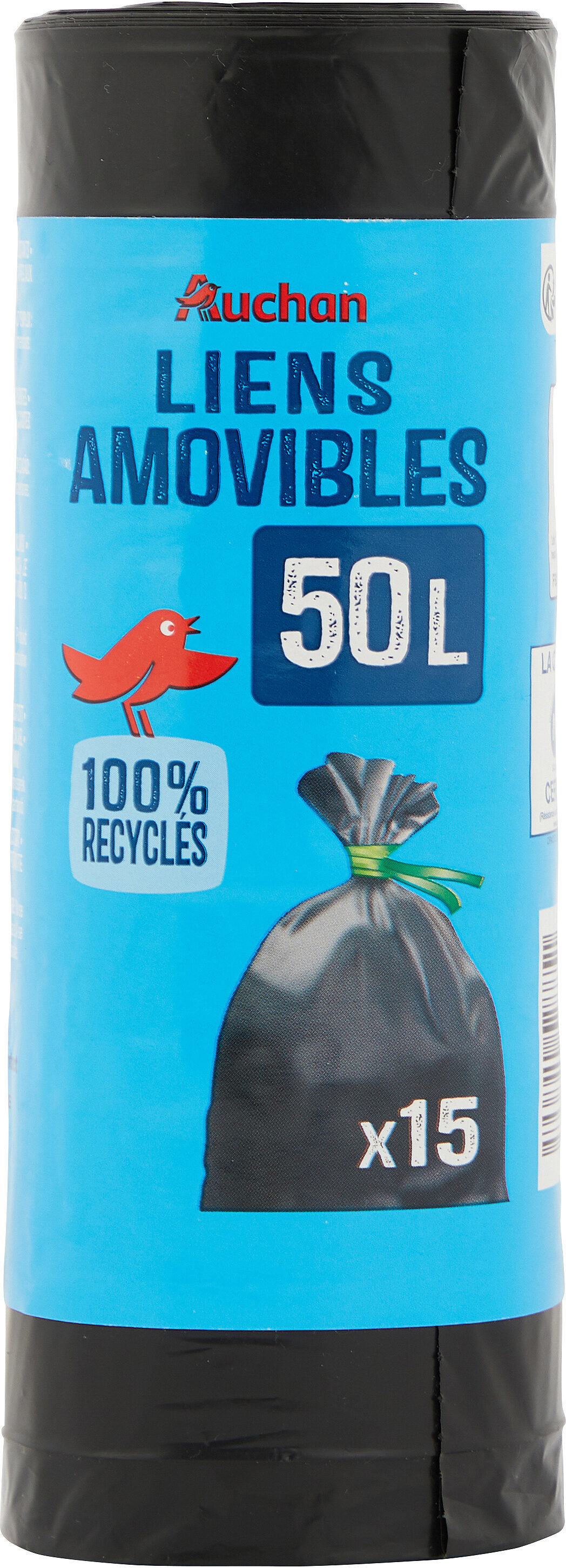 Sacs poubelle liens amovibles 50 litres - Produit - fr