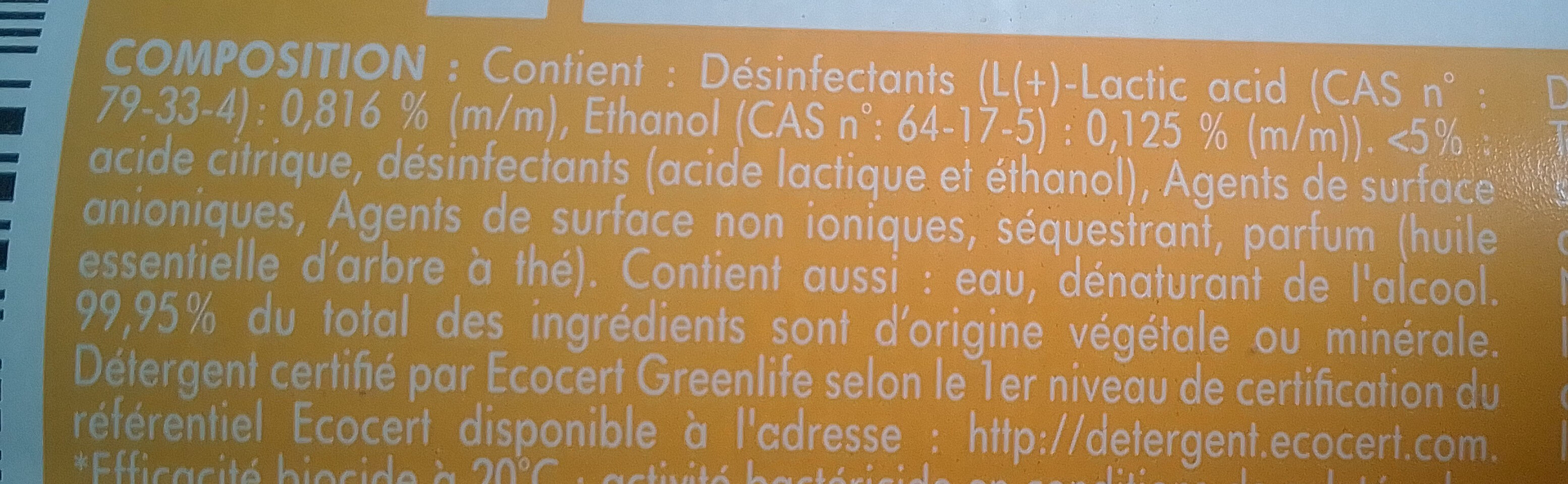 Désinfectant nettoyant - Ingredients - fr