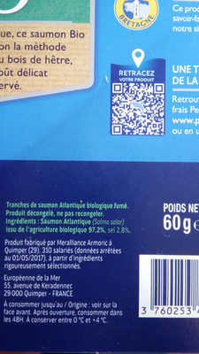 saumon fumé bio - Ingredients - fr