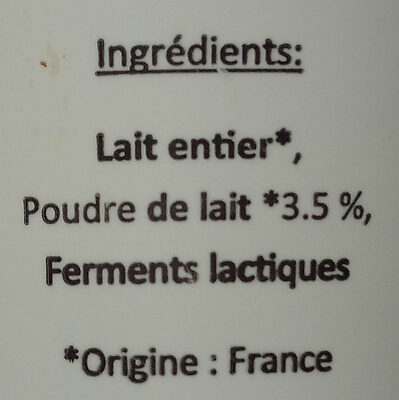 Yaourt Nature - Ingredients - fr