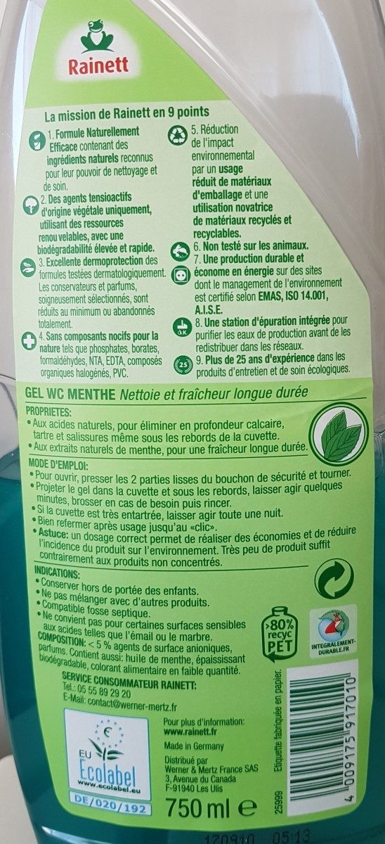 Entretien / Entretien Des WC / Gel Nettoyant WC - Ingredients - fr