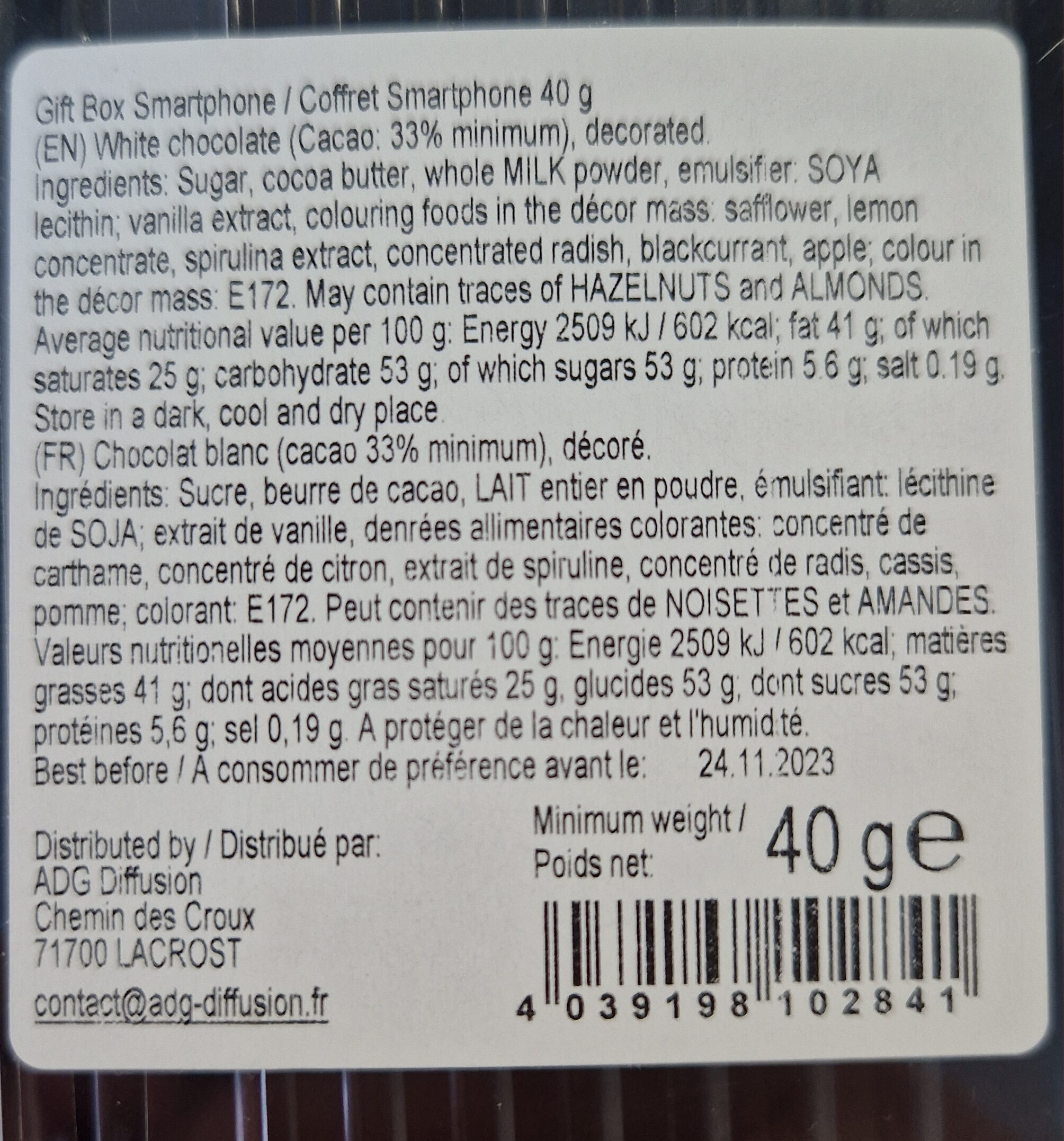 Coffret Smartphone - Ingredients - fr